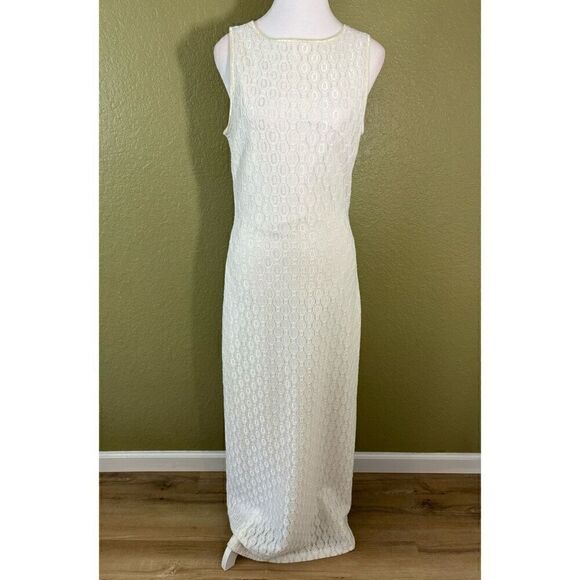Rampage Dresses & Skirts - Vintage Rampage Womens L Embroidered Lace Sleeveless Fitted Maxi Dress White 90s